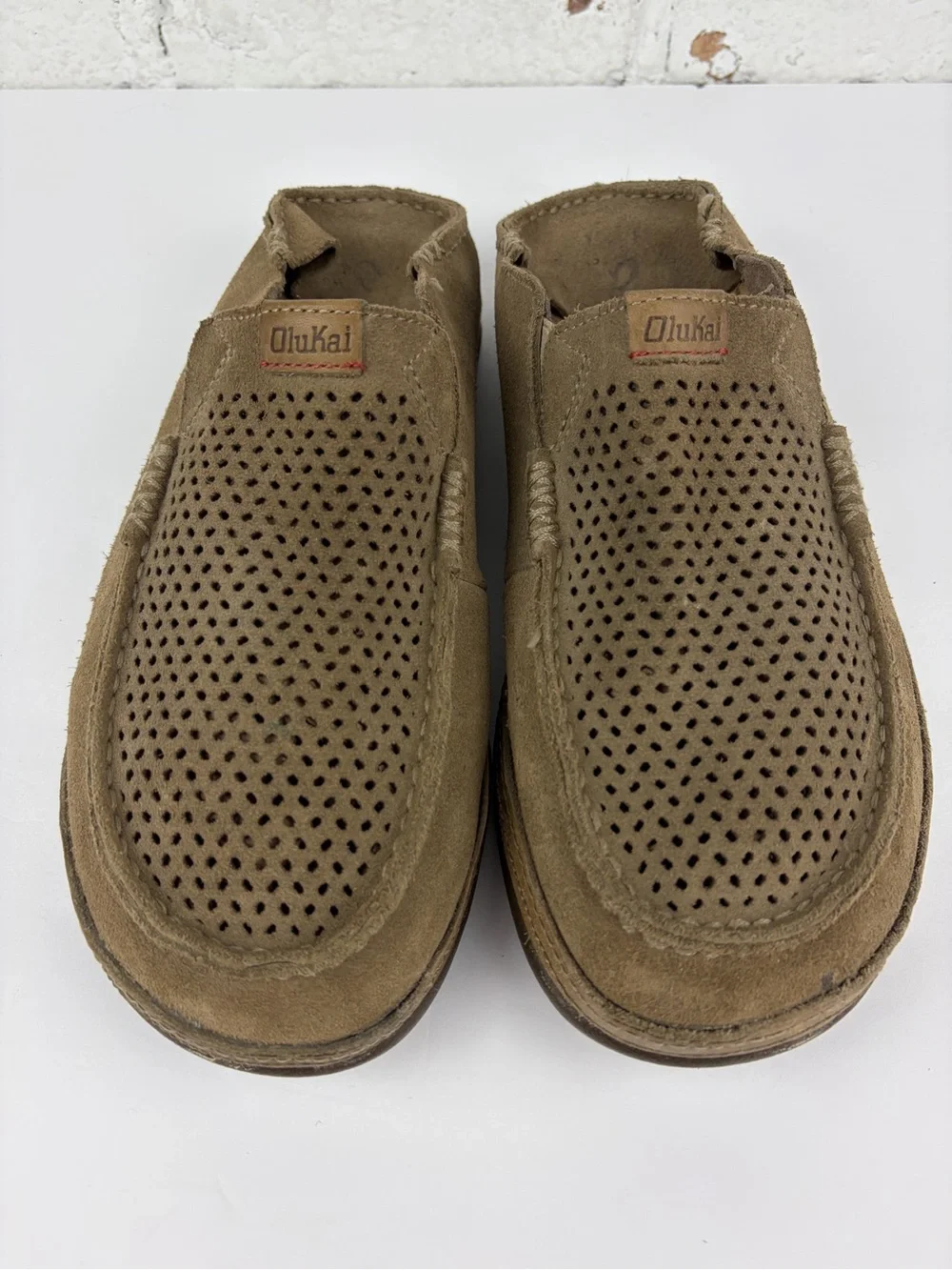 Olukai Moloa Kohana Brown Leather Slip On Fold Open Back Loafer Sandals 8